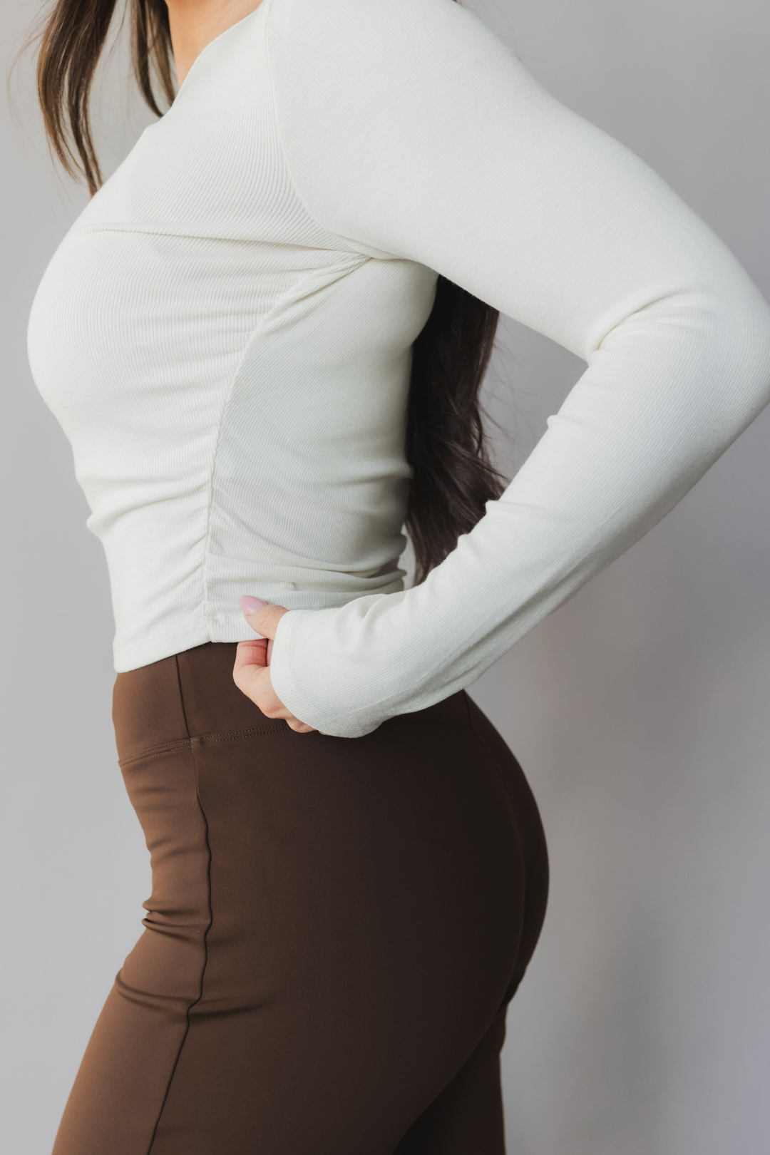 Ribbed Long Sleeve *Ruched