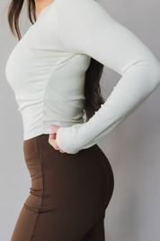 Ribbed Long Sleeve *Ruched
